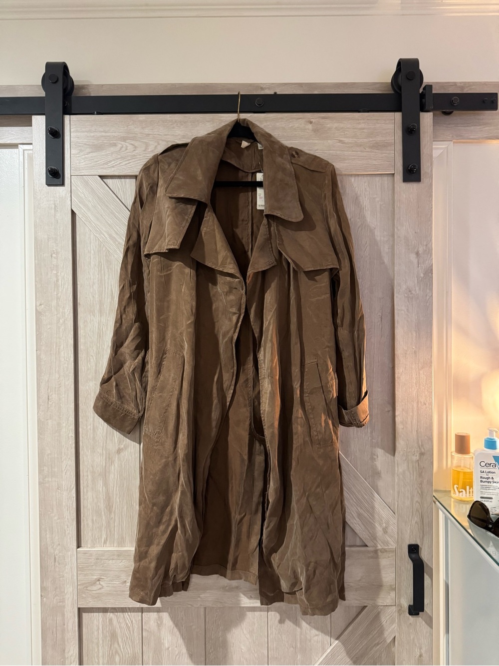 Suede Trench Coat - Brown